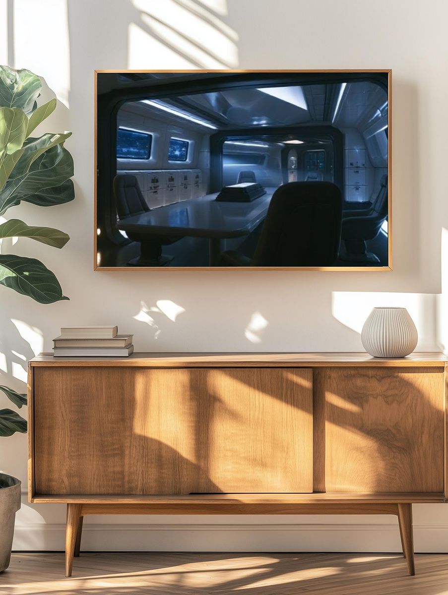 Futuristic Space Cabin Interior Poster. — room view 3