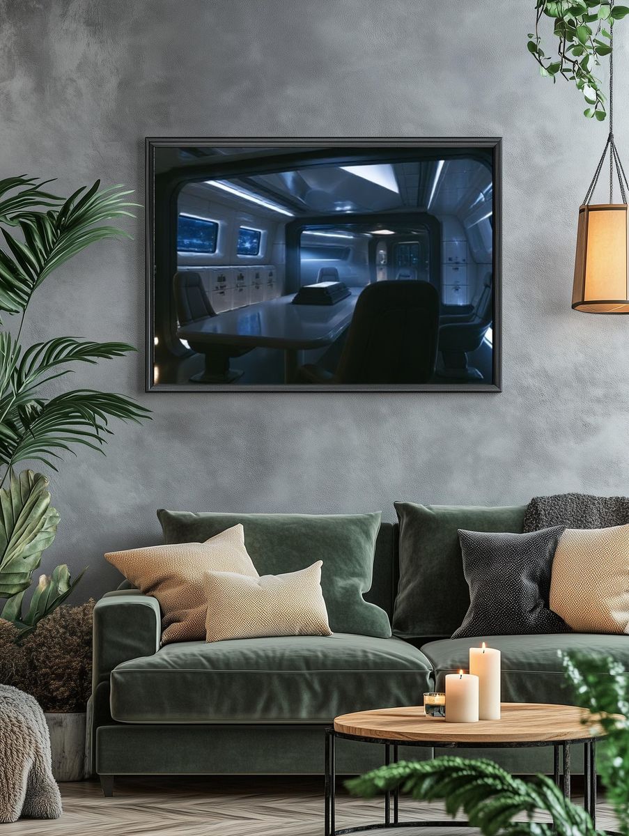 Futuristic Space Cabin Interior Poster. — room view 4