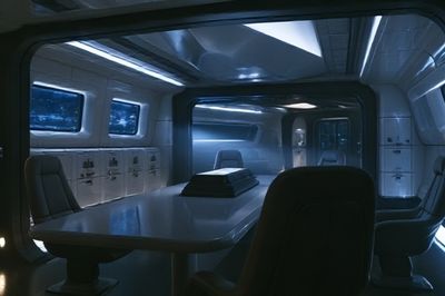 Futuristic Space Cabin Interior Poster.