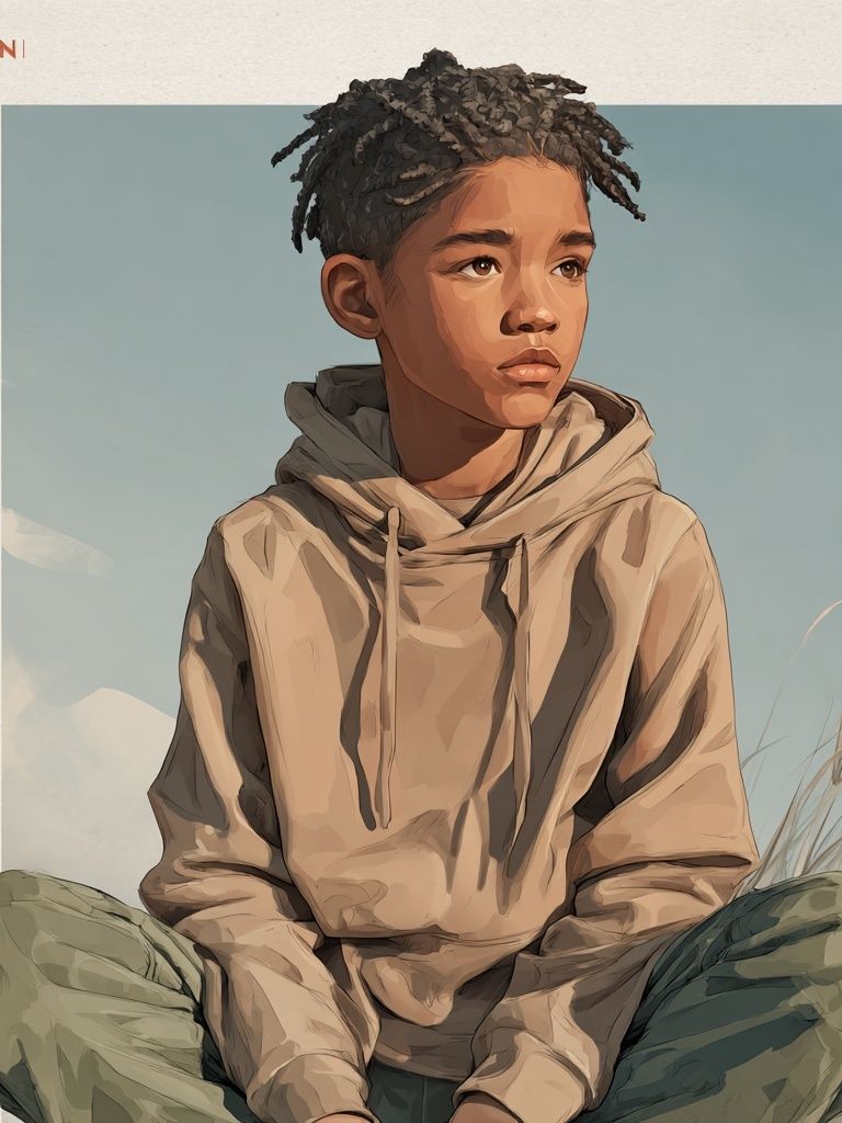 Contemplative Boy Illustration Poster. poster — illustration art