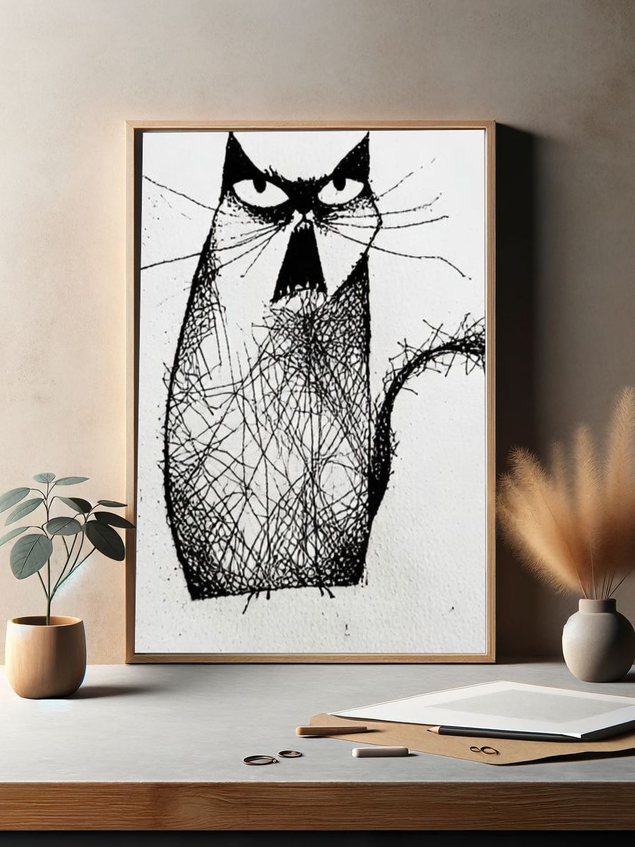 Abstract Cat Ink Poster. — room view 2
