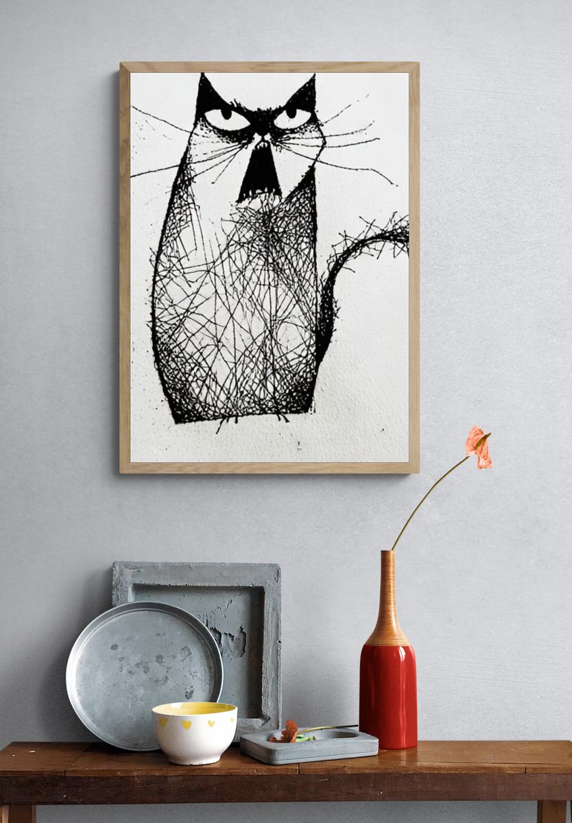 Abstract Cat Ink Poster. — room view 3