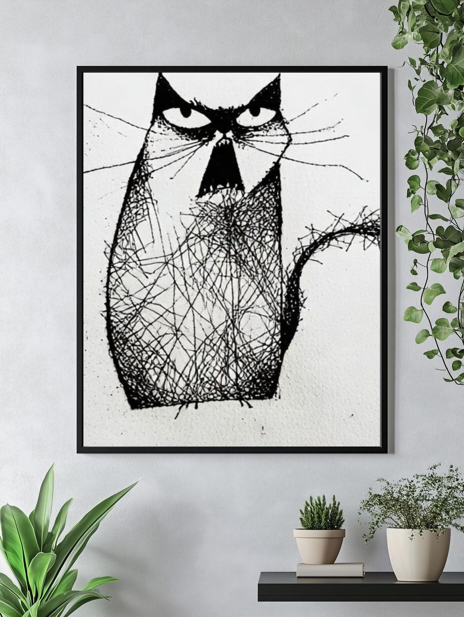 Abstract Cat Ink Poster. — room view 4