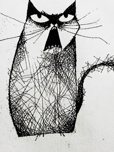 Abstract Cat Ink Poster. poster