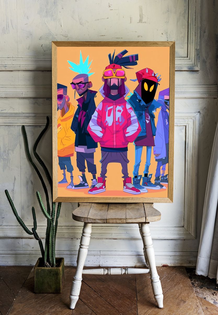 Neon Street Crew Illustration Poster. room preview