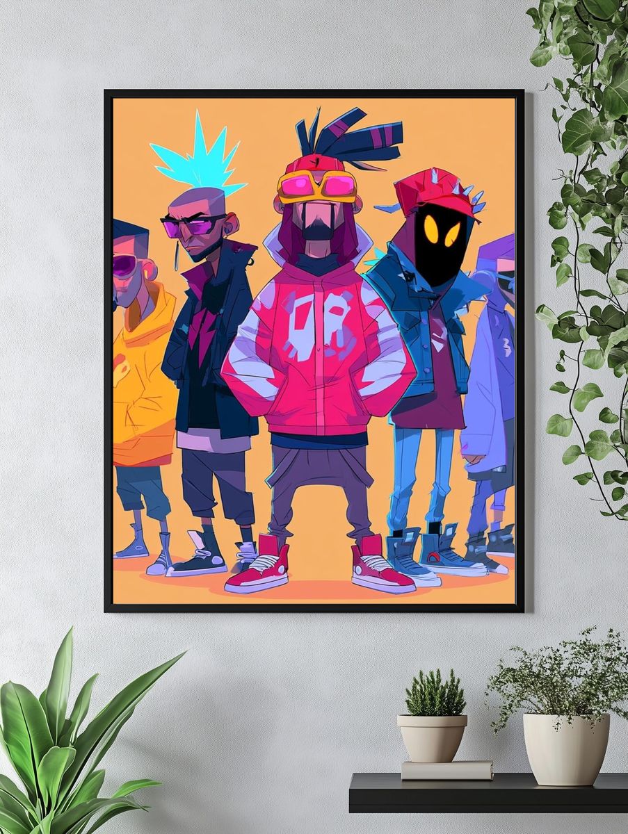 Neon Street Crew Illustration Poster. — room view 4