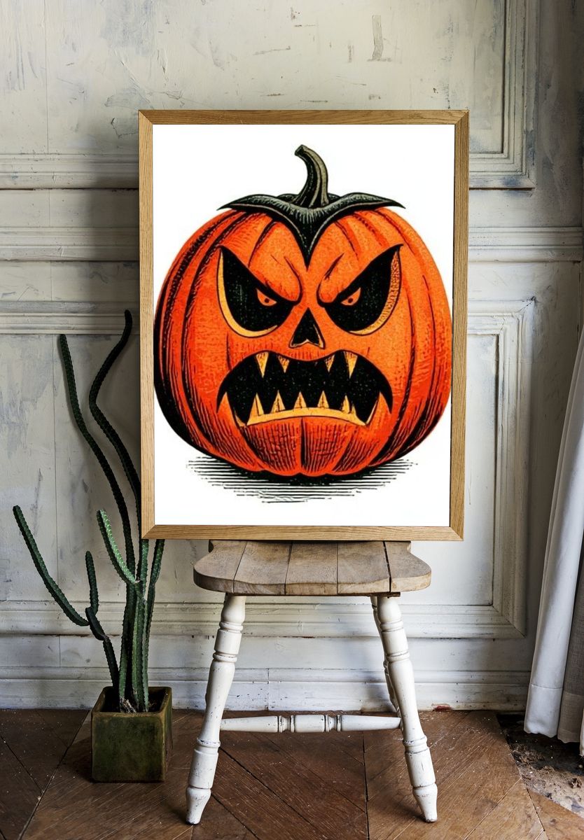 Angry Jack-O'-Lantern Illustration Poster. room preview