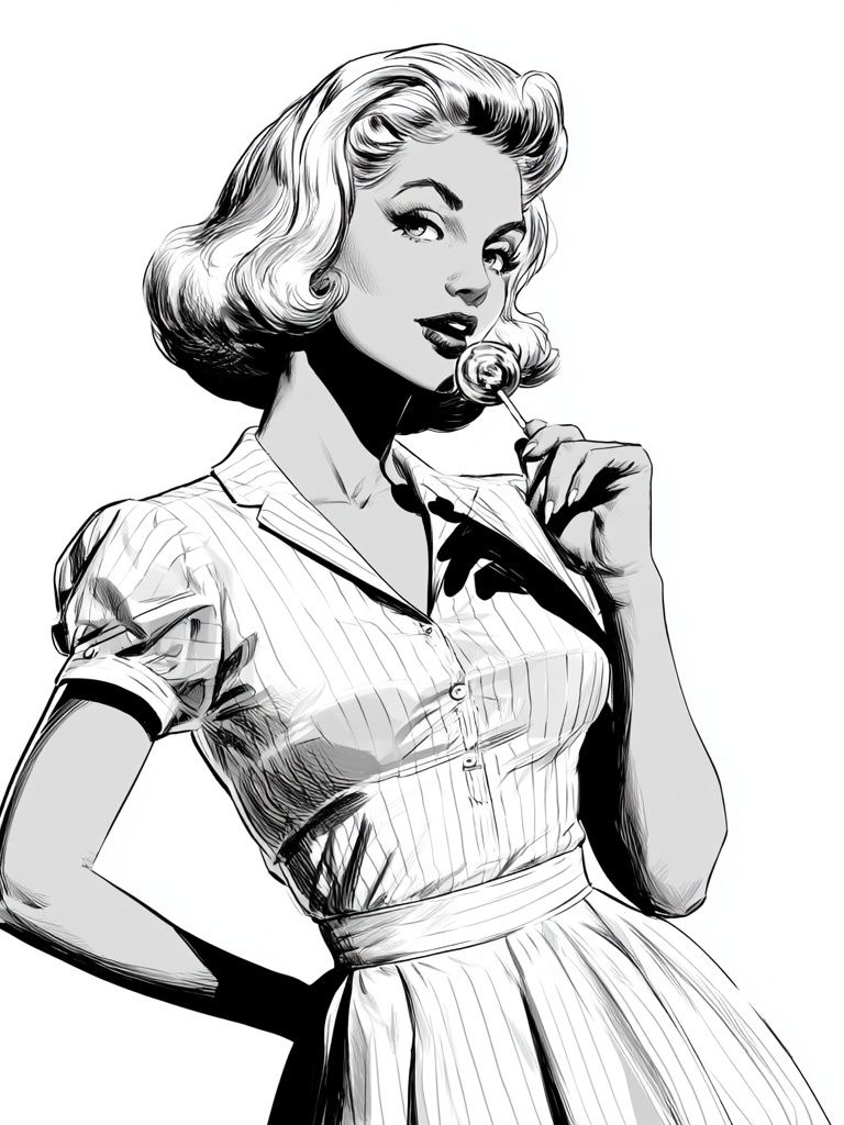 Retro Pin-Up Woman Illustration Poster. poster — illustration art