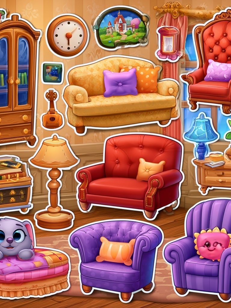 Whimsical Cartoon Furniture Poster. poster detail
