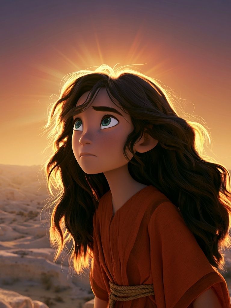 Desert Girl at Sunset Poster. poster — illustration art