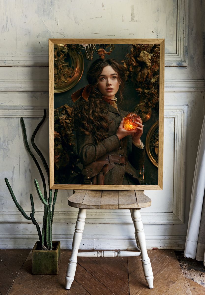Mystic Girl with Amber Orb Poster. room preview