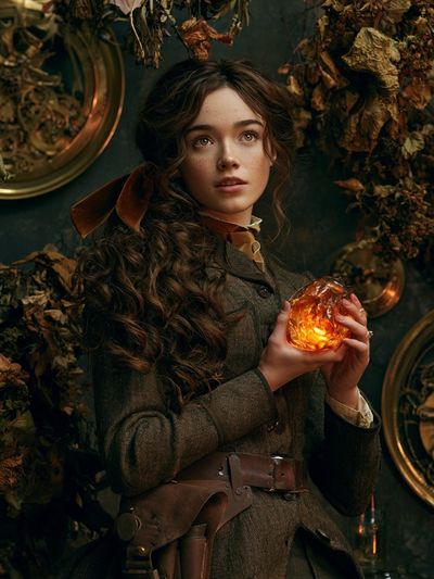 Mystic Girl with Amber Orb Poster. poster