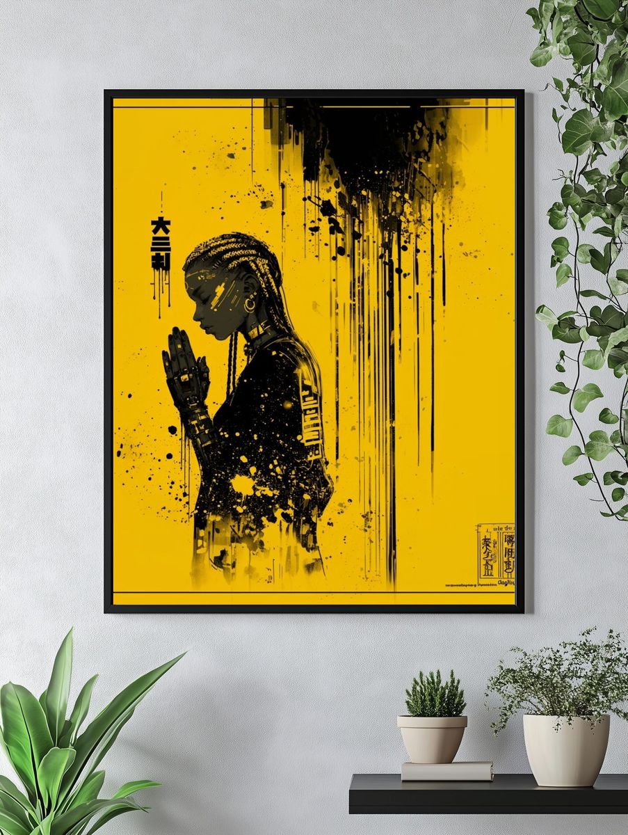 Cyberpunk Prayer Portrait Poster. — room view 4