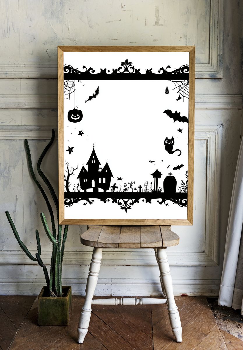 Halloween Haunted House Typography Print. room preview
