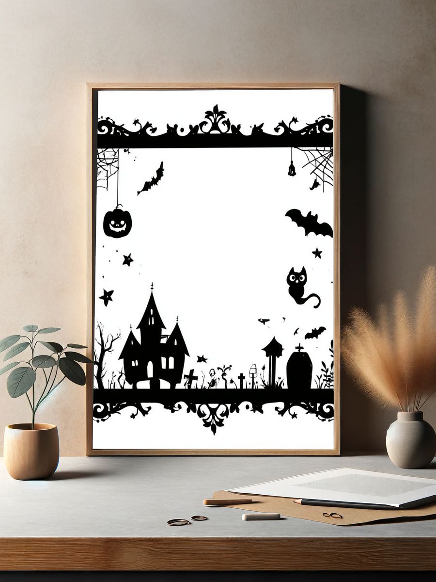 Halloween Haunted House Typography Print. — room view 2