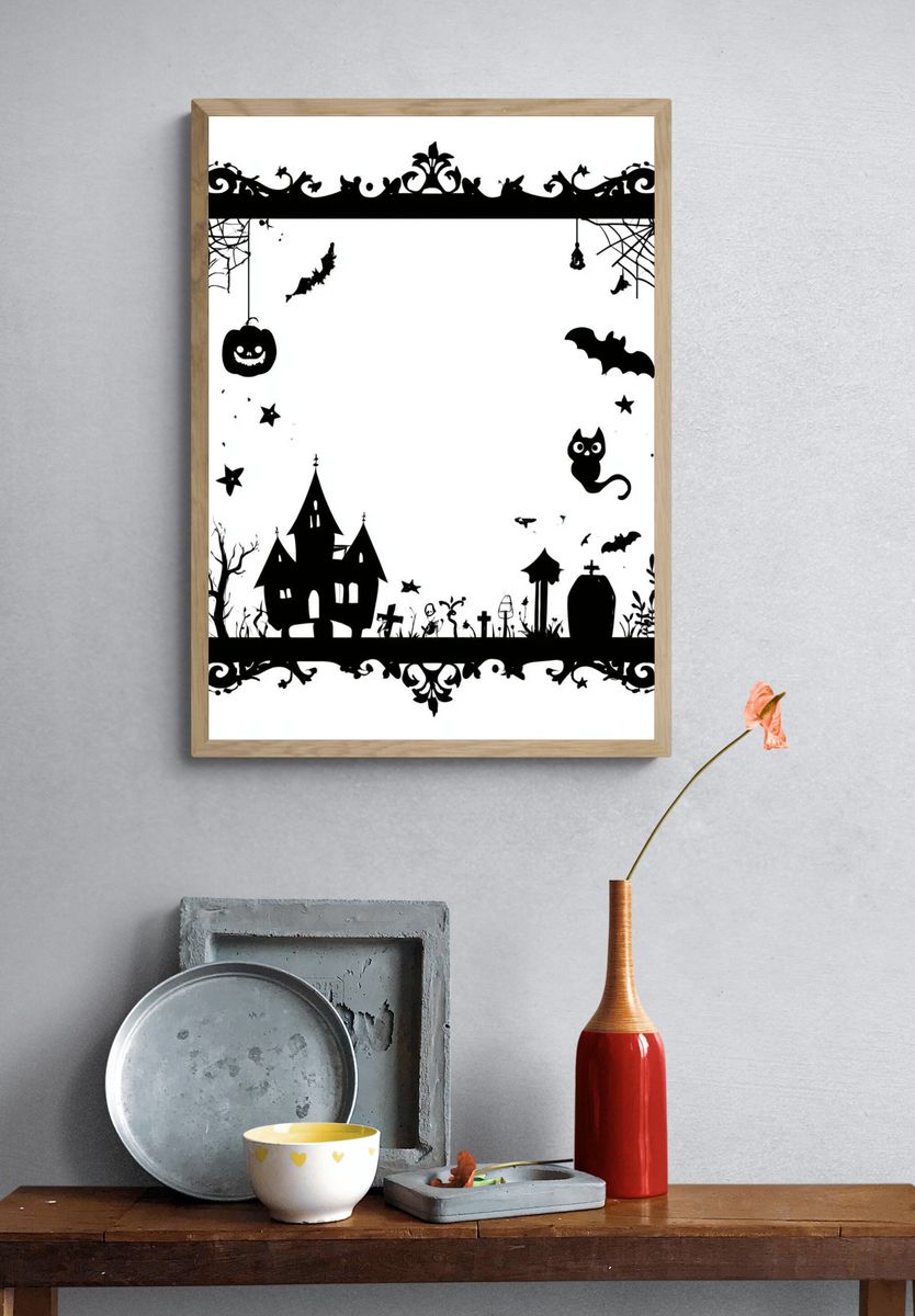 Halloween Haunted House Typography Print. — room view 3