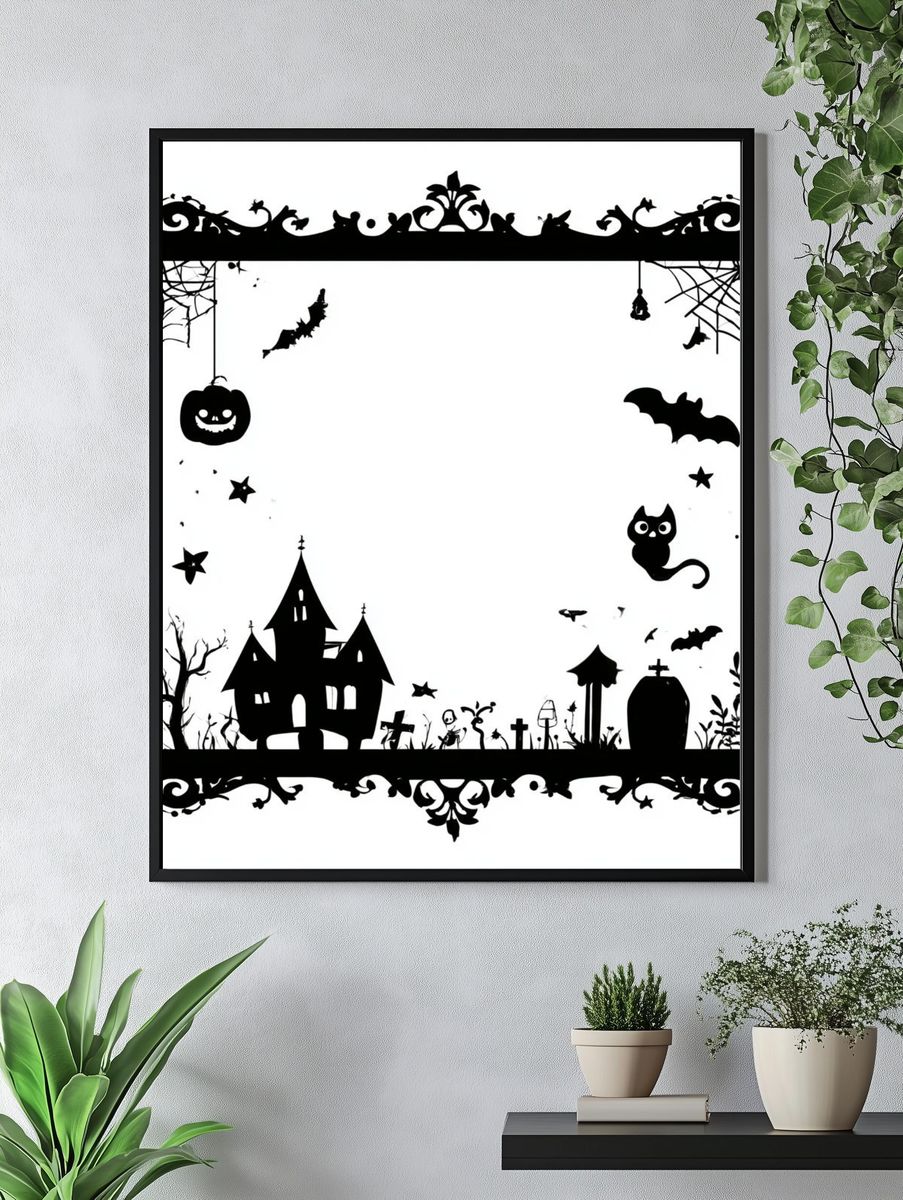 Halloween Haunted House Typography Print. — room view 4