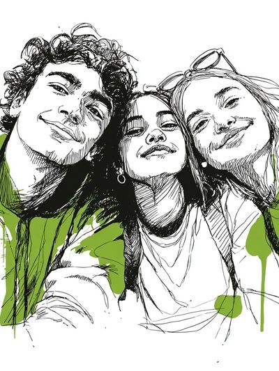 Friends Sketch Portrait Print.