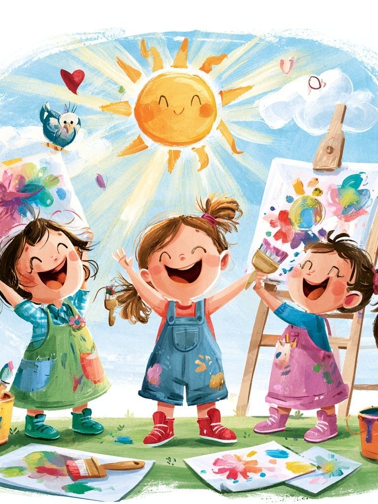 Happy Kids Painting Day Poster. poster — illustration art