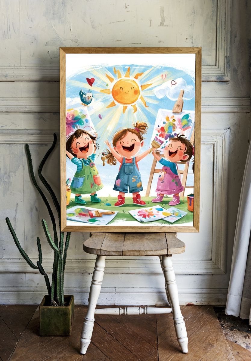 Happy Kids Painting Day Poster. room preview