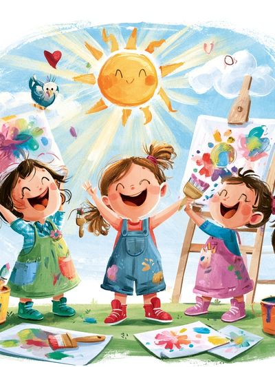 Happy Kids Painting Day Poster.