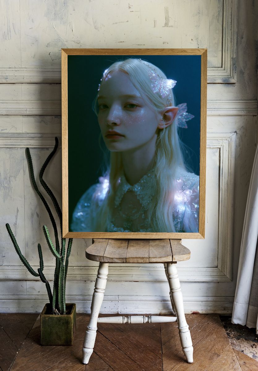 Elven Portrait Fantasy Print. room preview