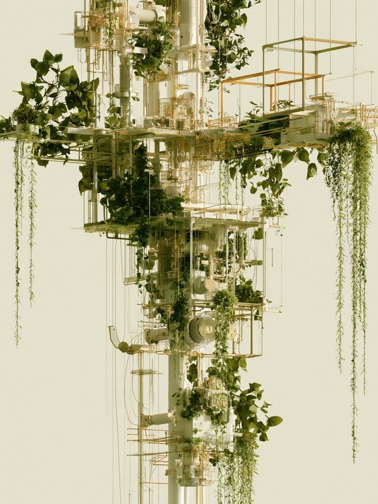 Floating Botanical Structure Print. poster — illustration art