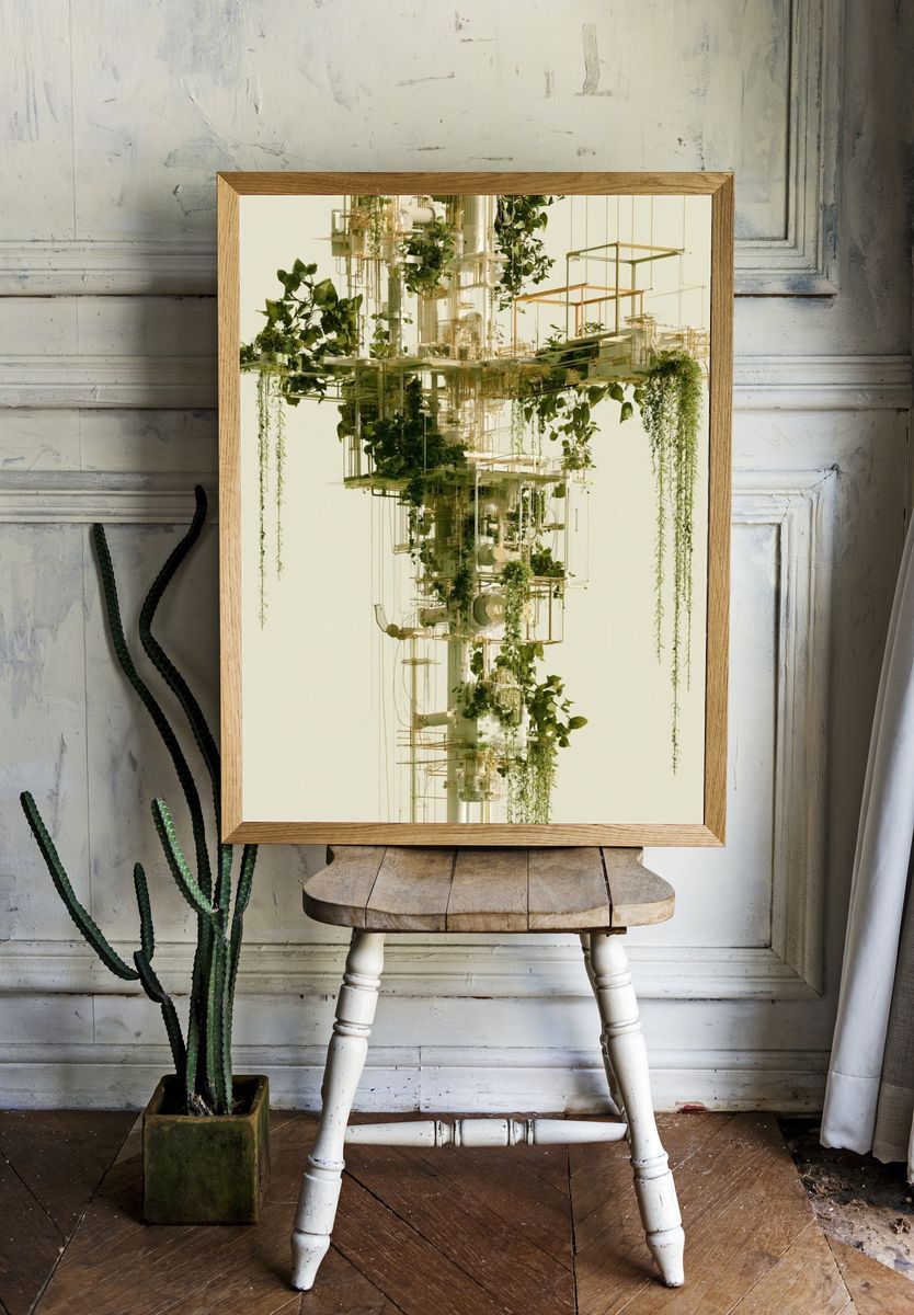 Floating Botanical Structure Print. room preview