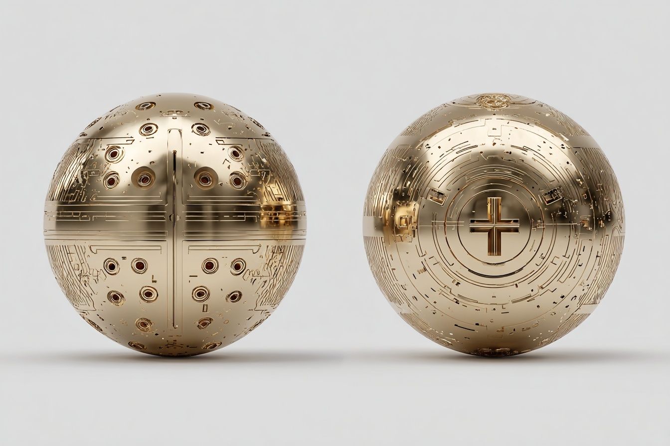 Golden Sacred Spheres Illustration Poster. poster detail