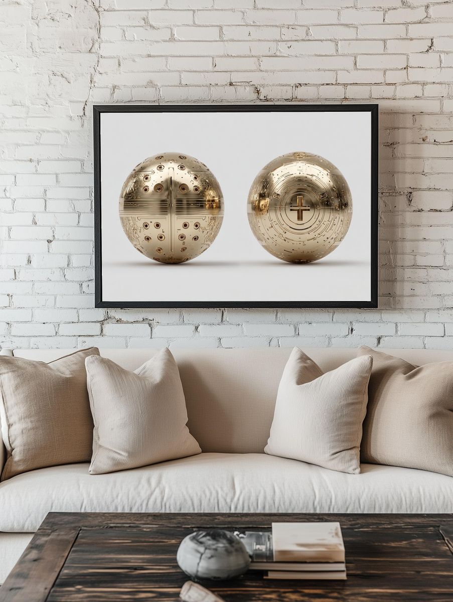 Golden Sacred Spheres Illustration Poster. — room view 1