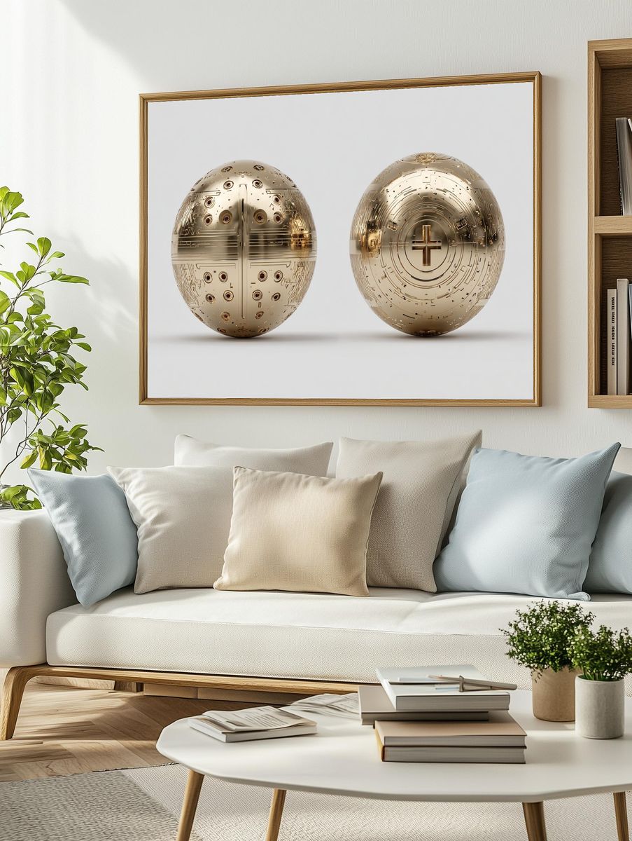 Golden Sacred Spheres Illustration Poster. — room view 2