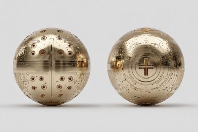 Golden Sacred Spheres Illustration Poster. poster