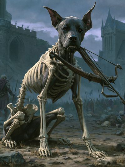 Skeleton Dog Fantasy Illustration Poster.