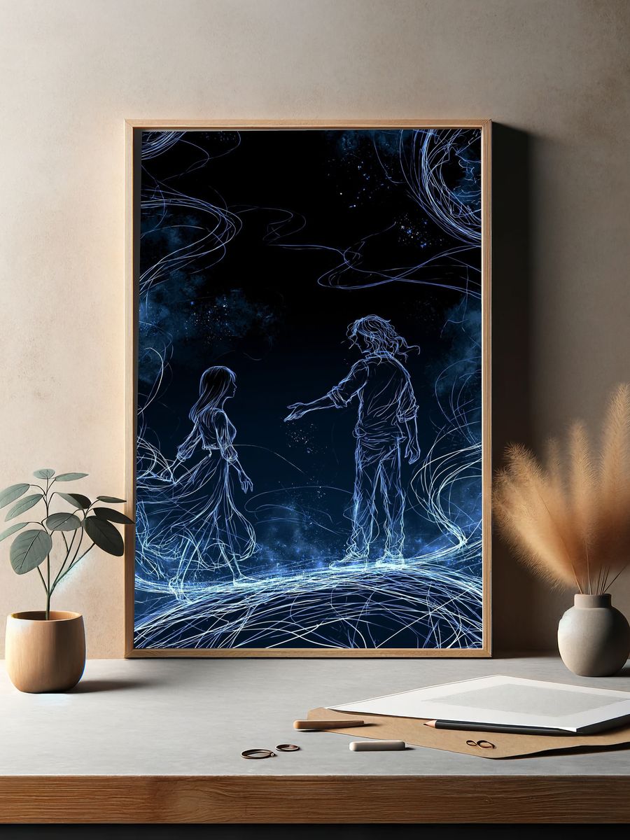 Celestial Lovers Line Art Poster. — room view 2