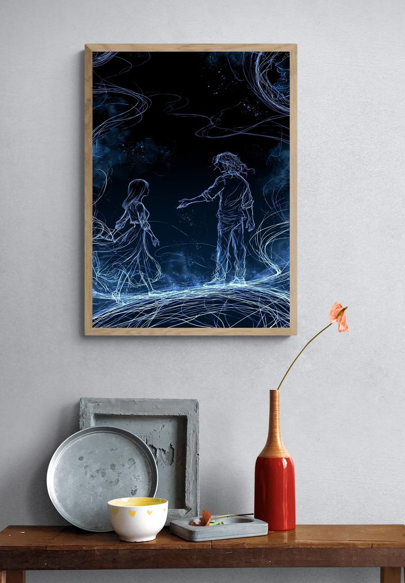 Celestial Lovers Line Art Poster. — room view 3