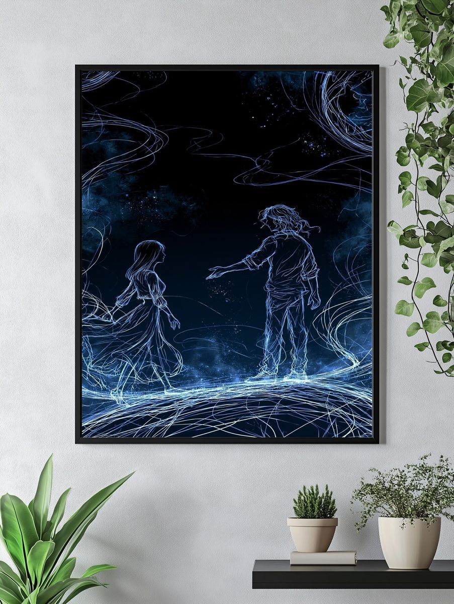 Celestial Lovers Line Art Poster. — room view 4
