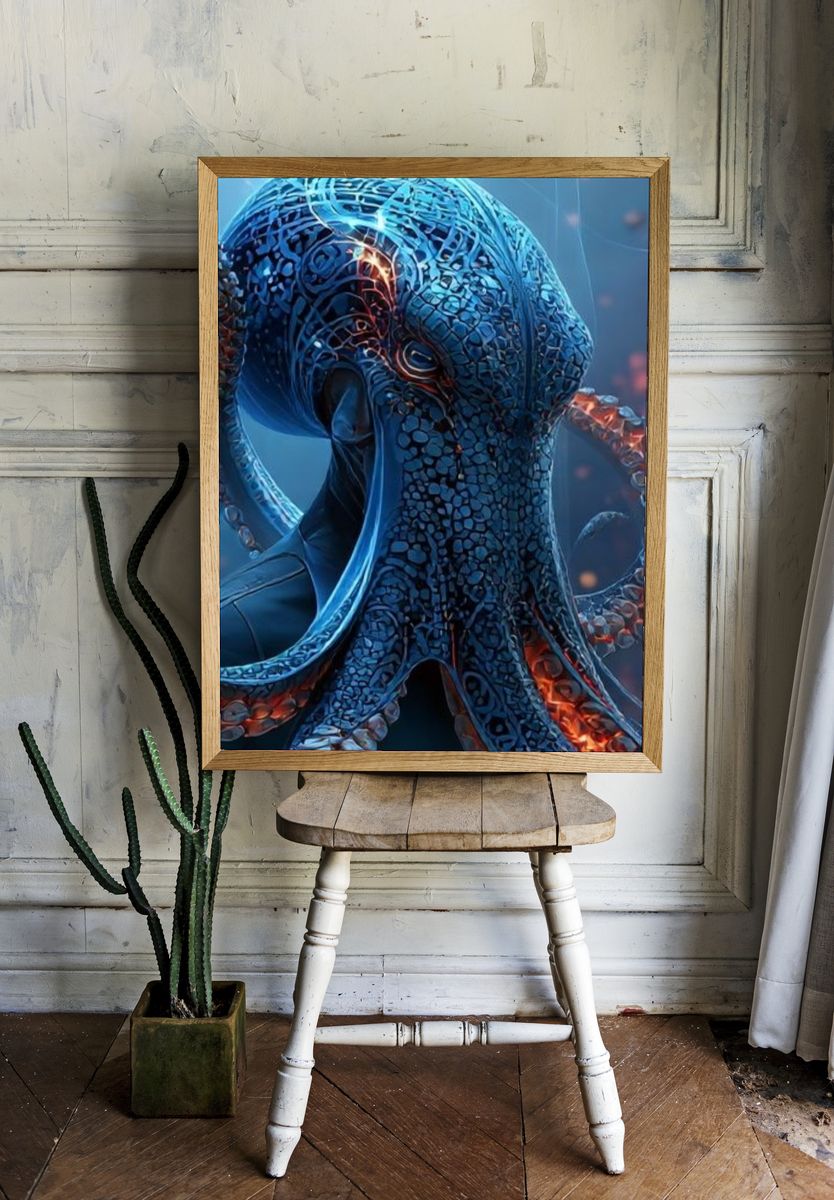 Octopus Digital Art Poster. — room view 1