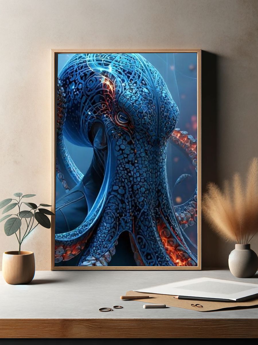 Octopus Digital Art Poster. — room view 2