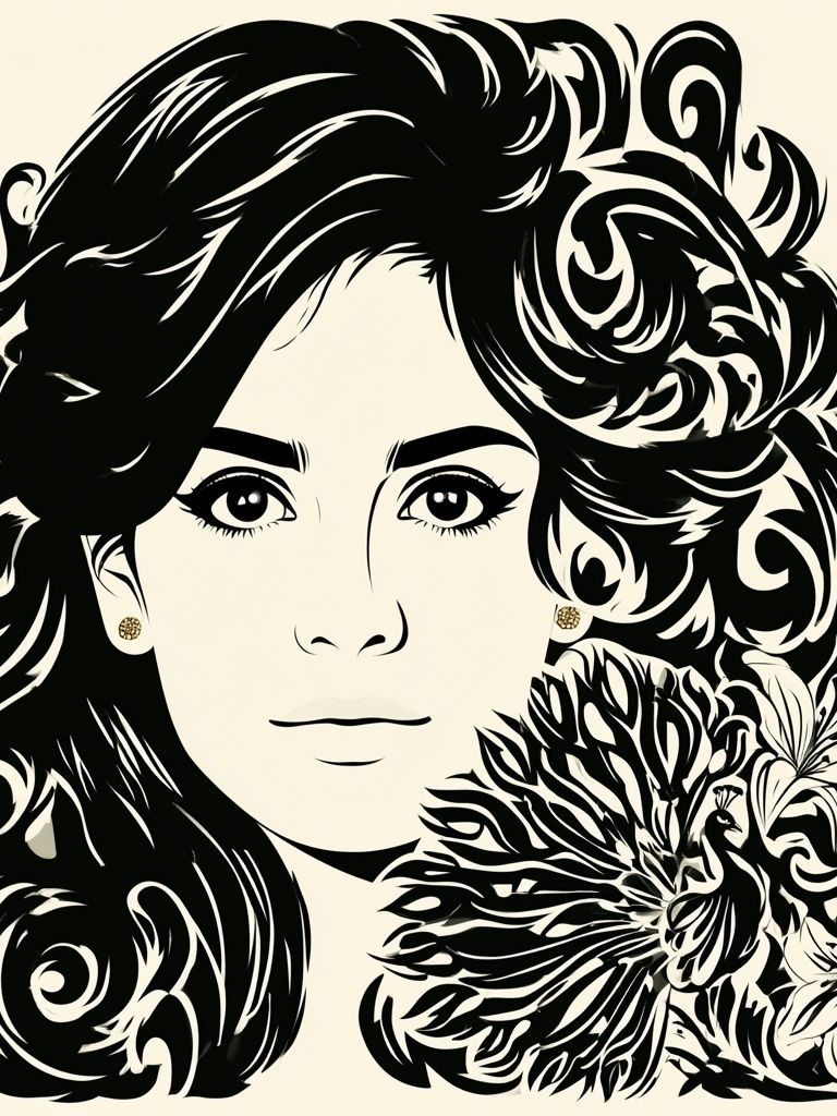 Ornamental Woman Portrait Print. poster — illustration art