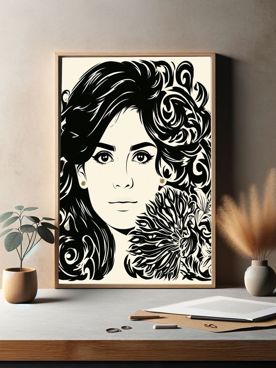 Ornamental Woman Portrait Print. — room view 2