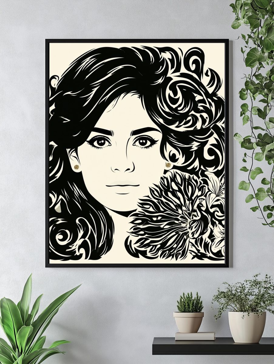 Ornamental Woman Portrait Print. — room view 4