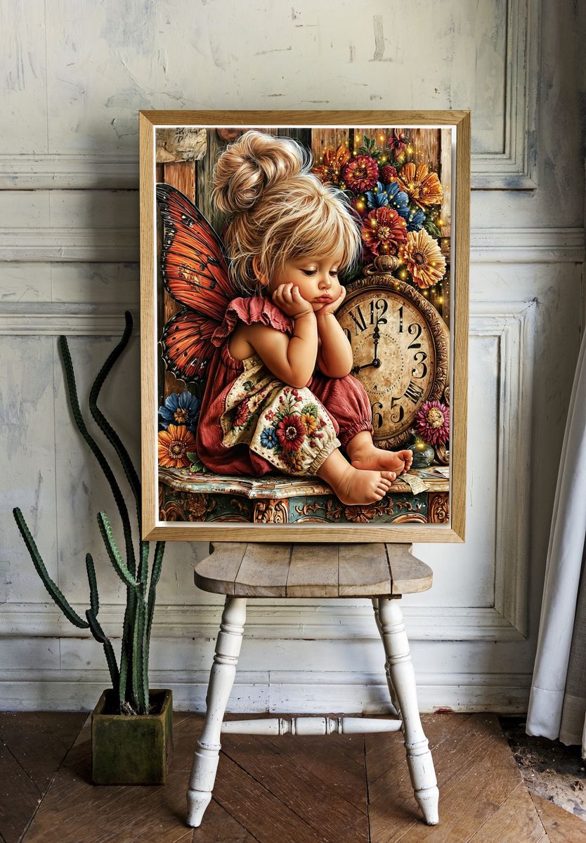 Whimsical Fairy Girl Floral Poster. room preview