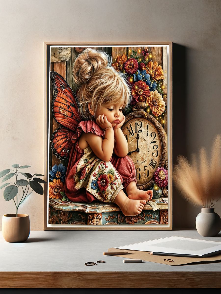 Whimsical Fairy Girl Floral Poster. — room view 2
