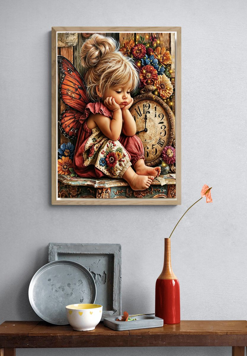 Whimsical Fairy Girl Floral Poster. — room view 3