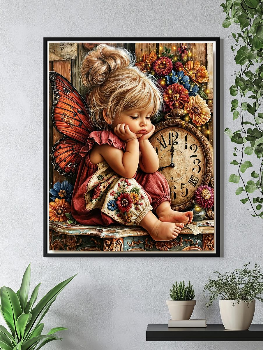 Whimsical Fairy Girl Floral Poster. — room view 4