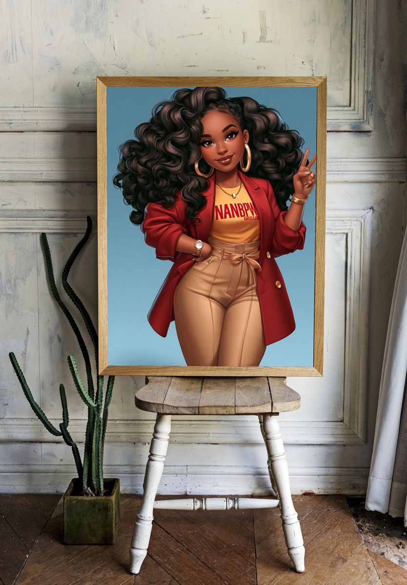 Stylish Black Girl Illustration Poster. room preview