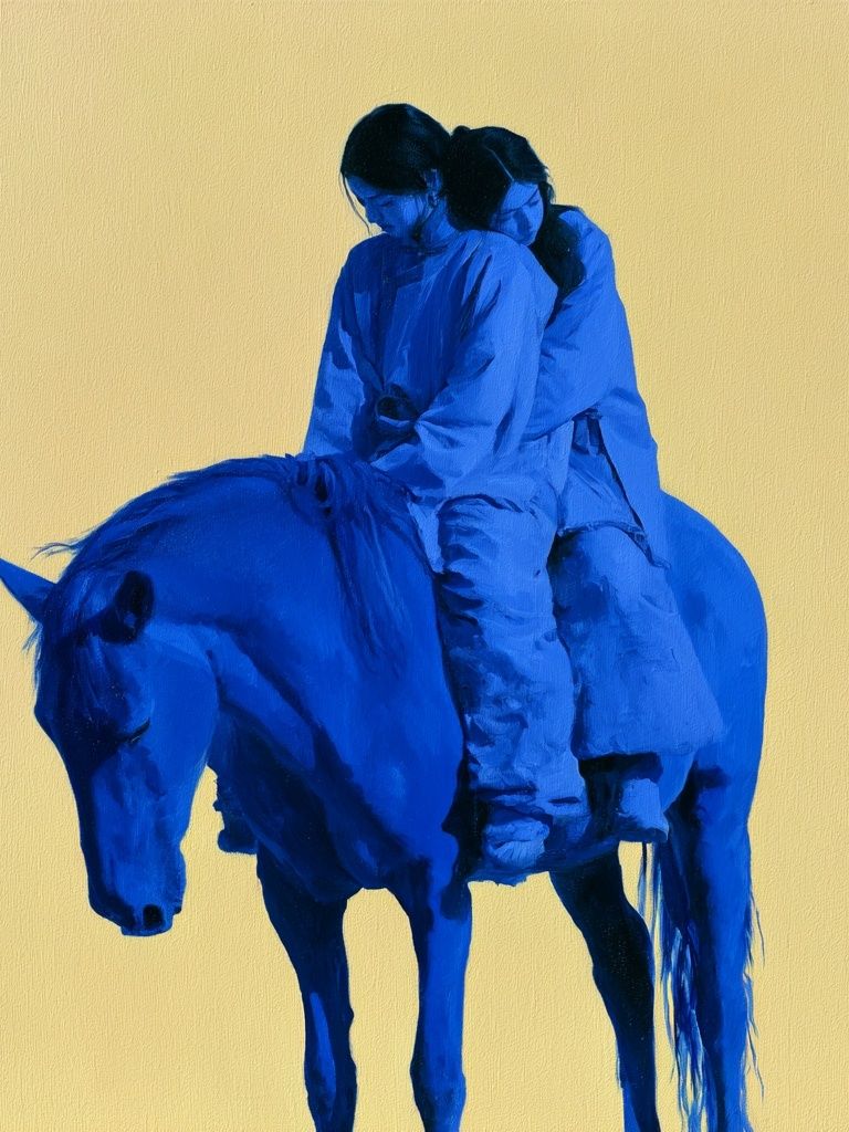 Blue Horse Rider Illustration Poster. poster — illustration art