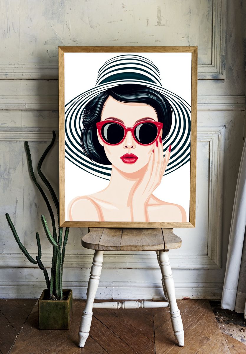 Red Sunglasses Fashion Illustration Poster. room preview