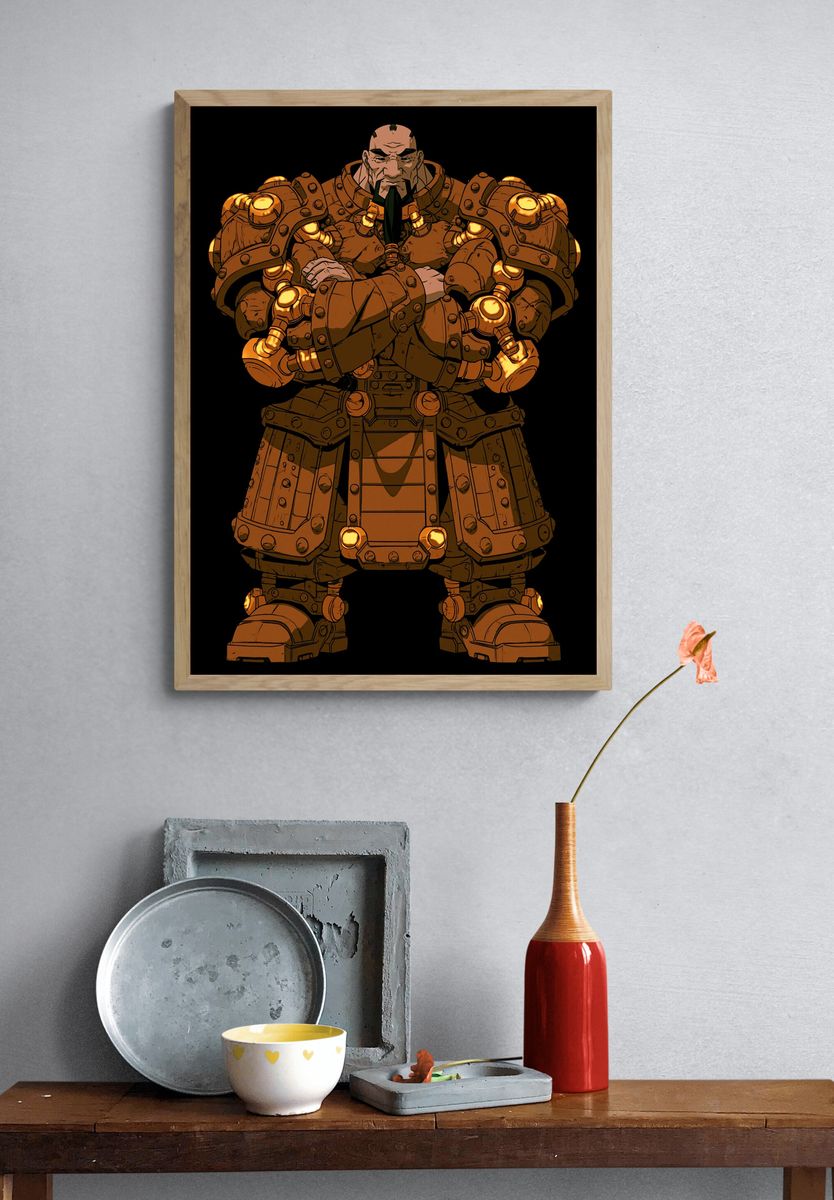 Armored Warrior Digital Art Poster. — room view 3