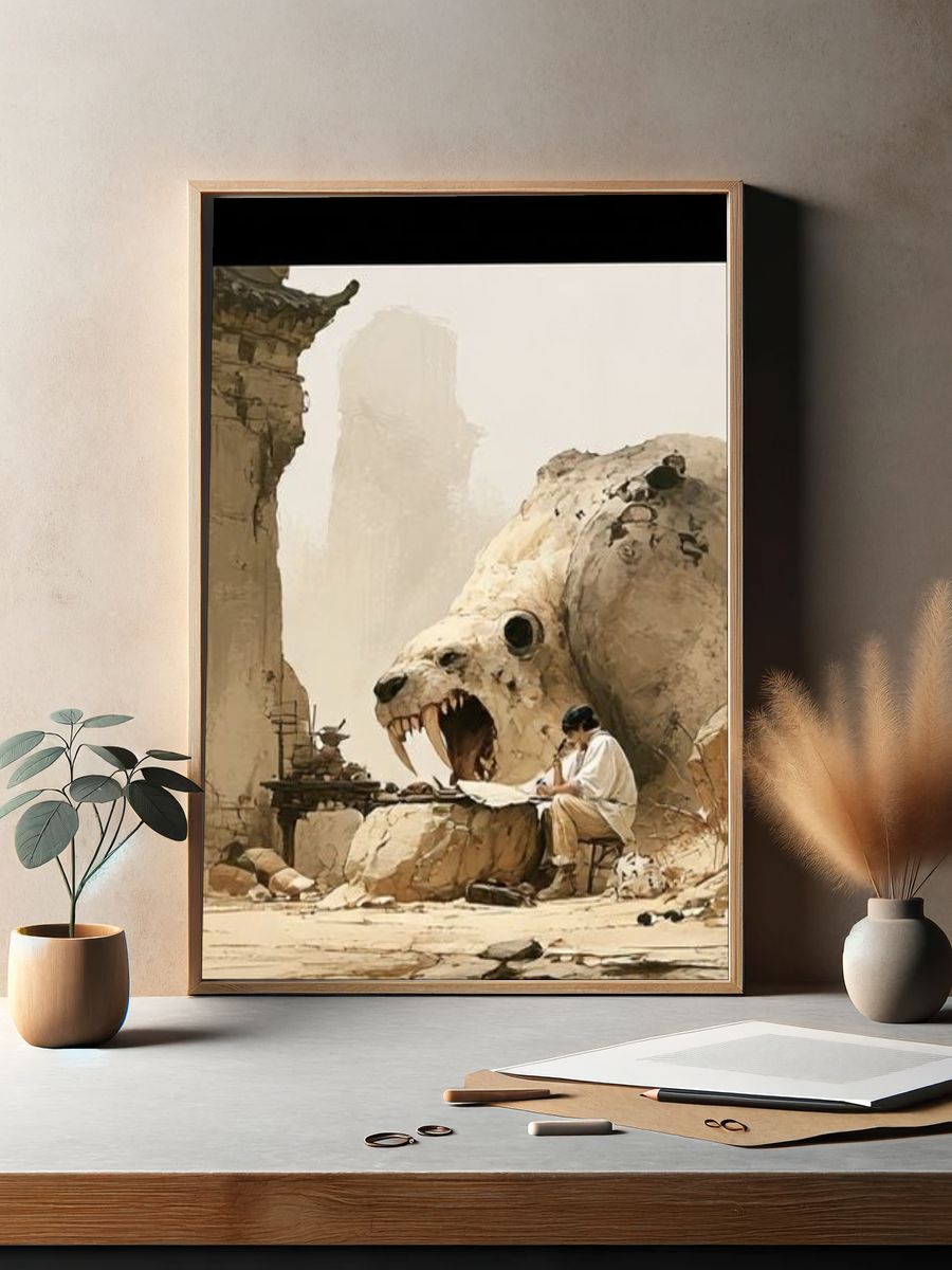 Desert Bear Skull Illustration Poster. — room view 2